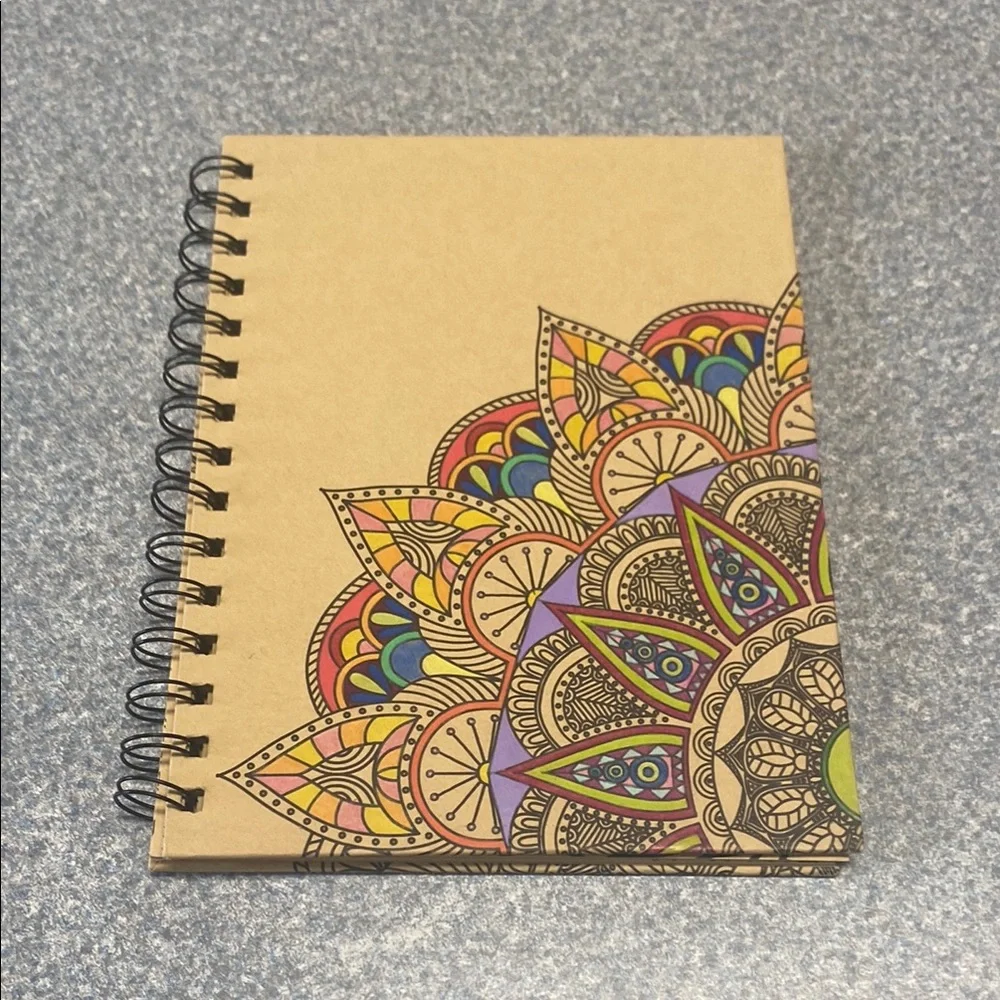 Colorful Mandala Spiral Notebook Journal and Coloring